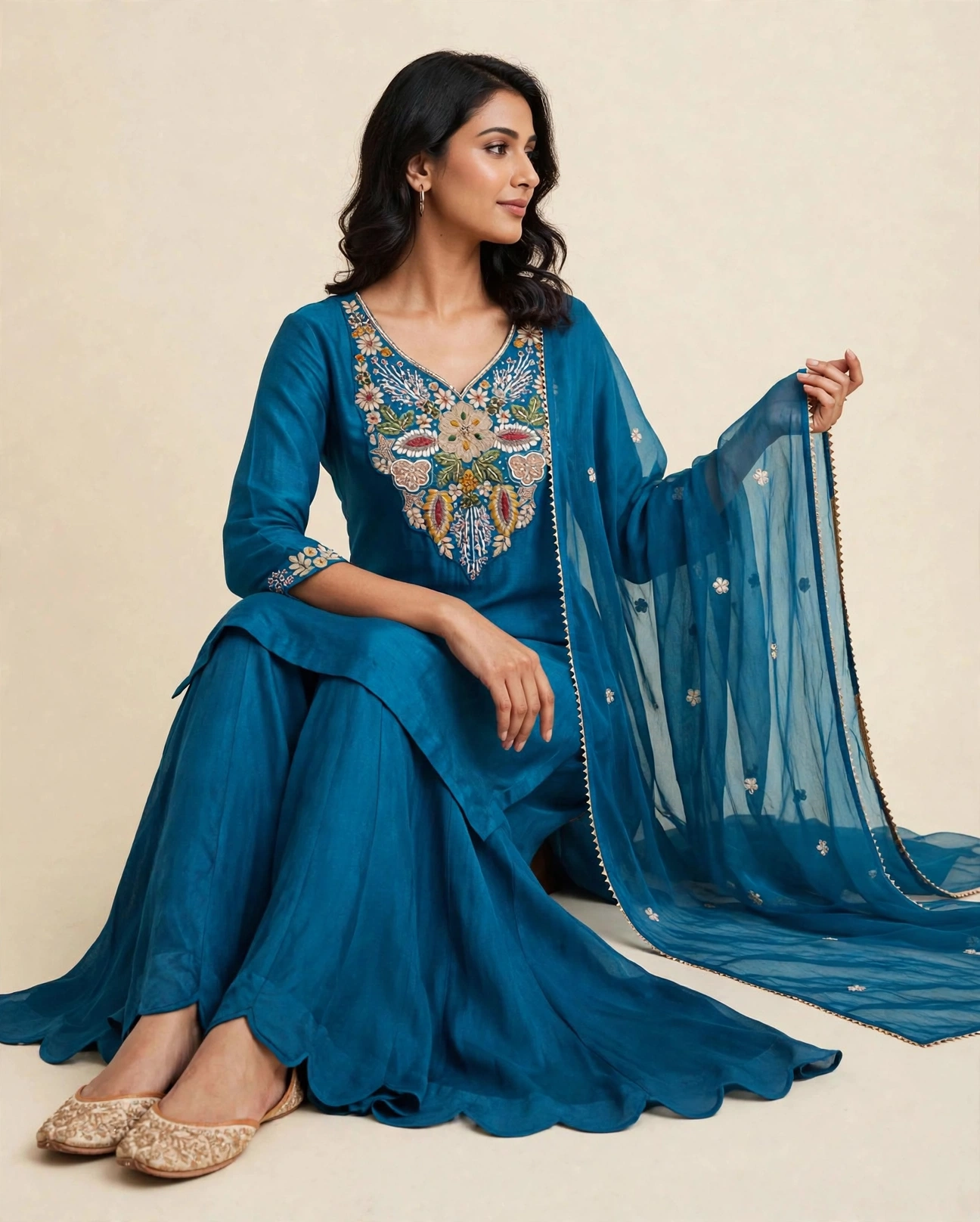 Rassion Silk Suit with Chinon Palazzo